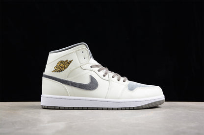 Air Jordan 1 Mid, Gray & White Edition