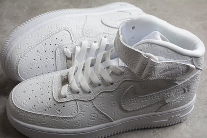 Louis Vuitton x Nike Air Force 1 Mid, All-White Monogram