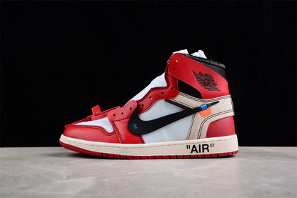 Air Jordan OW AJ1 Joe 1 Joint White and Red High-Top Basketball Shoes