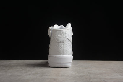Louis Vuitton x Nike Air Force 1 Mid, All-White Monogram