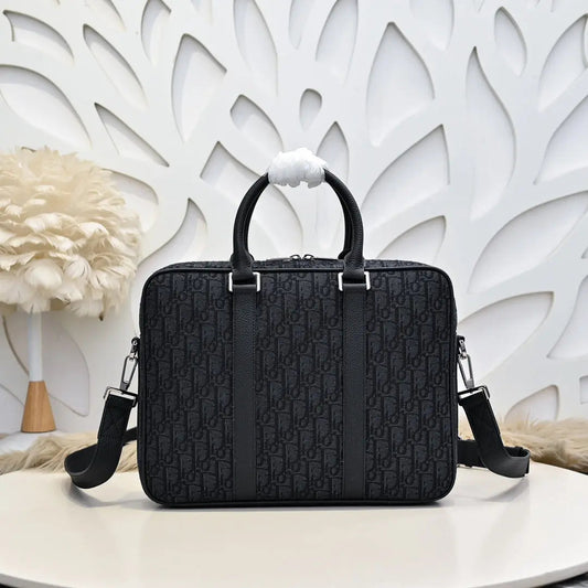 Dior Men’s Briefcase in Dior Oblique Jacquard). VLP.LIFE
