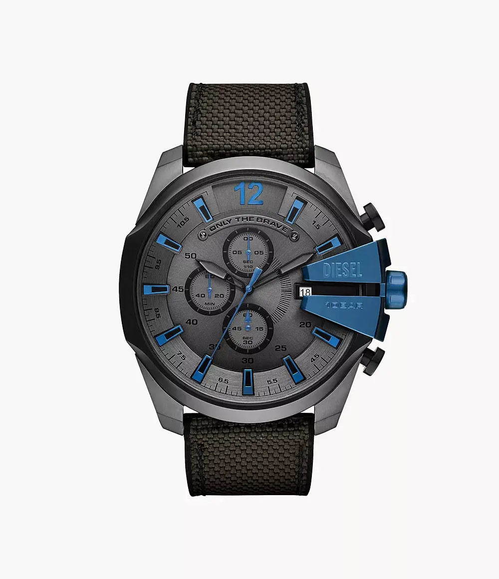 Diesel Men's Mega Chief Chronograph Black and Gray Nylon Watch DZ4500 VLP.LIFE