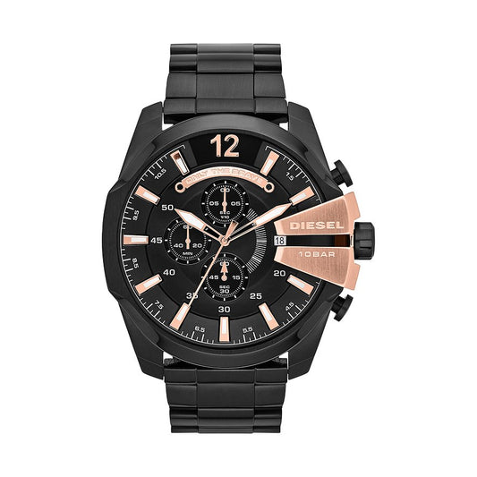 Diesel Mega Chief DZ4309, Black and Rose Gold Tone, view 1