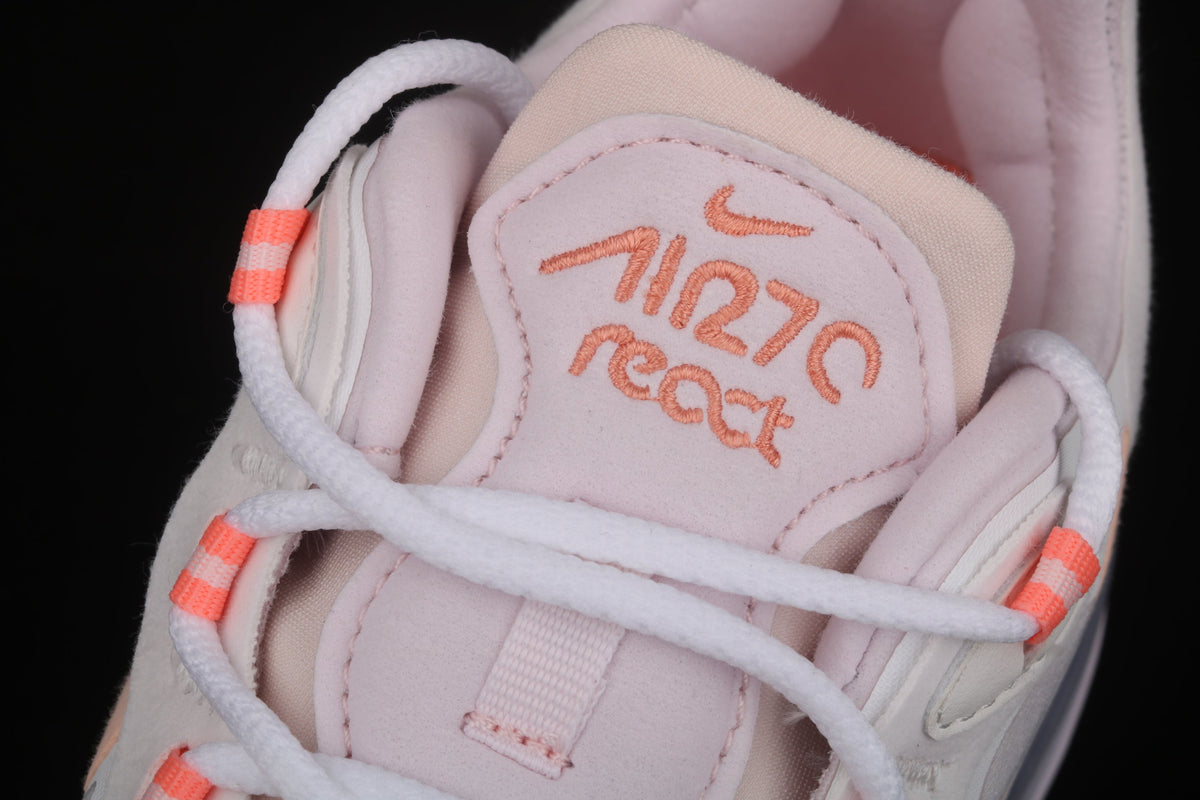 Nike Air Max 270 React in the Summit White/Crimson Tint colorway CJ0619-103