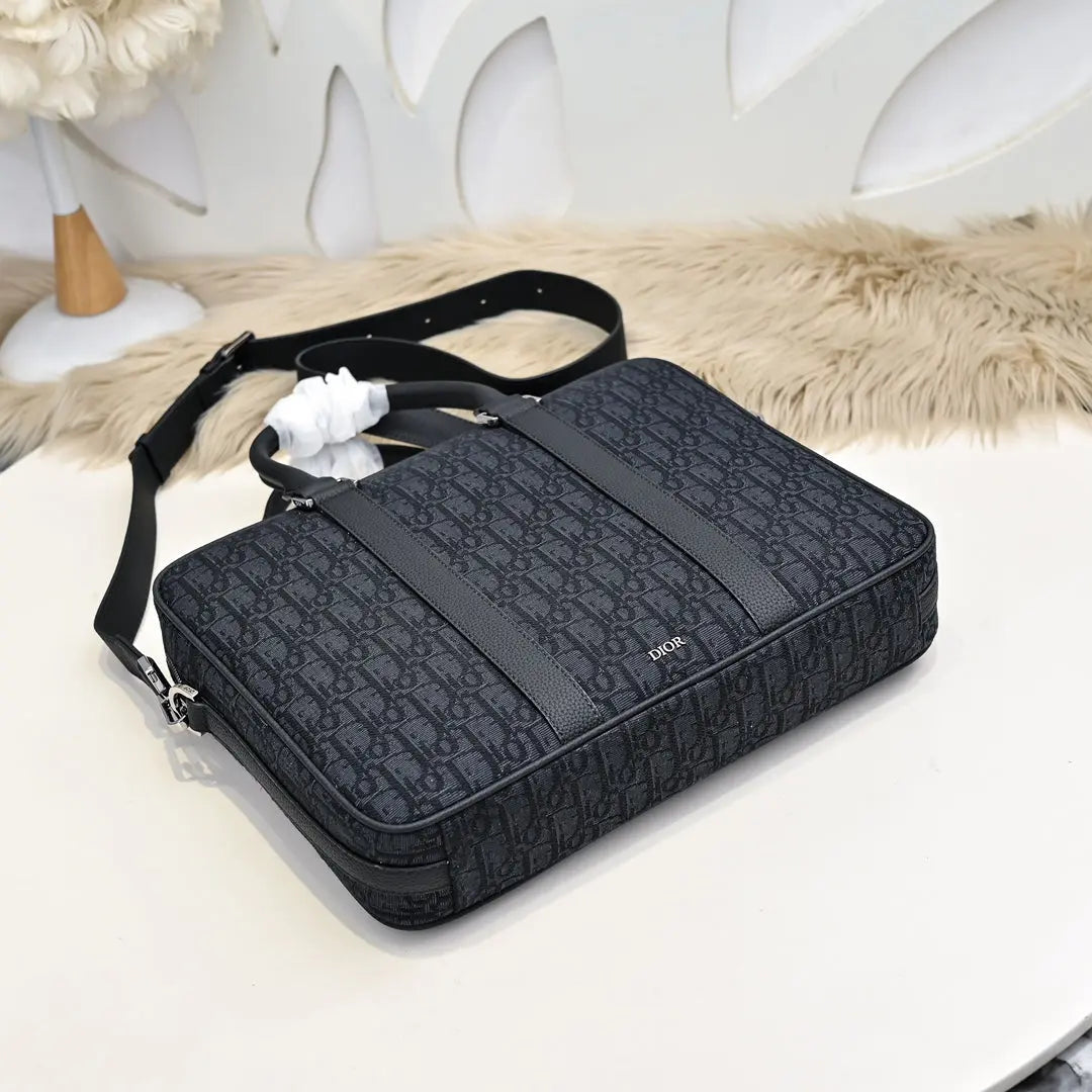 Dior Men’s Briefcase in Dior Oblique Jacquard). VLP.LIFE