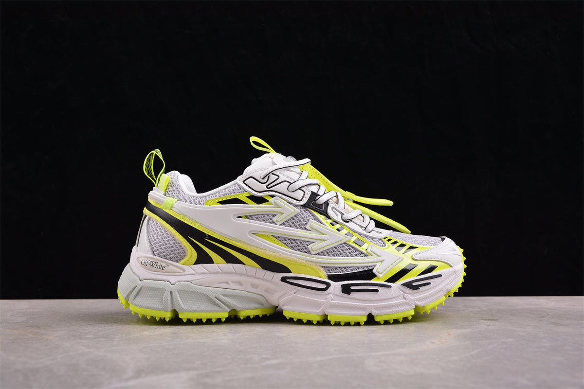 Off-White™ x Nike Zoom Vomero 5, Weiß/Neon-Gelb/Schwarz