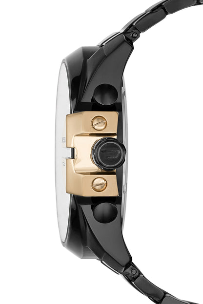 Diesel Mega Chief DZ4338, Black and Gold Tone, view 3