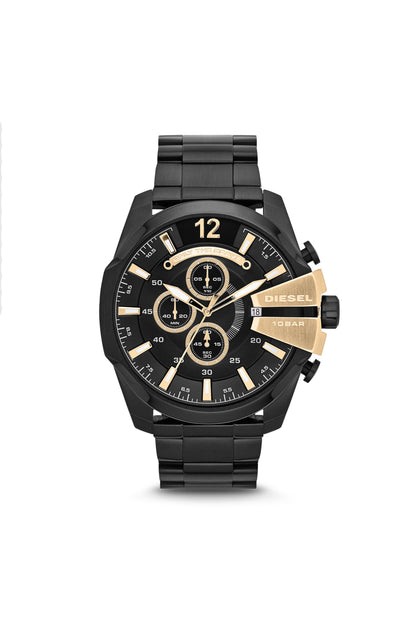Diesel Mega Chief DZ4338, Black and Gold Tone, view 1