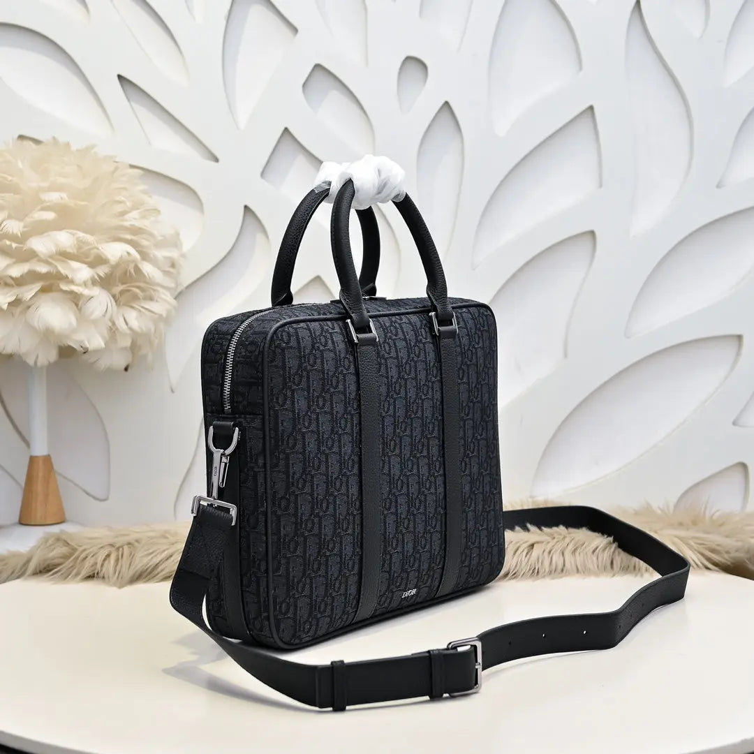 Dior Men’s Briefcase in Dior Oblique Jacquard). VLP.LIFE