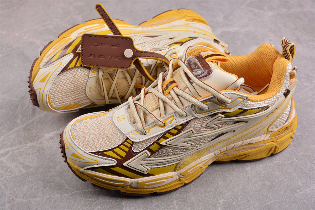 Off-White™ x Nike Zoom auffälligen Gelb-Braun-Beige-Farbschema