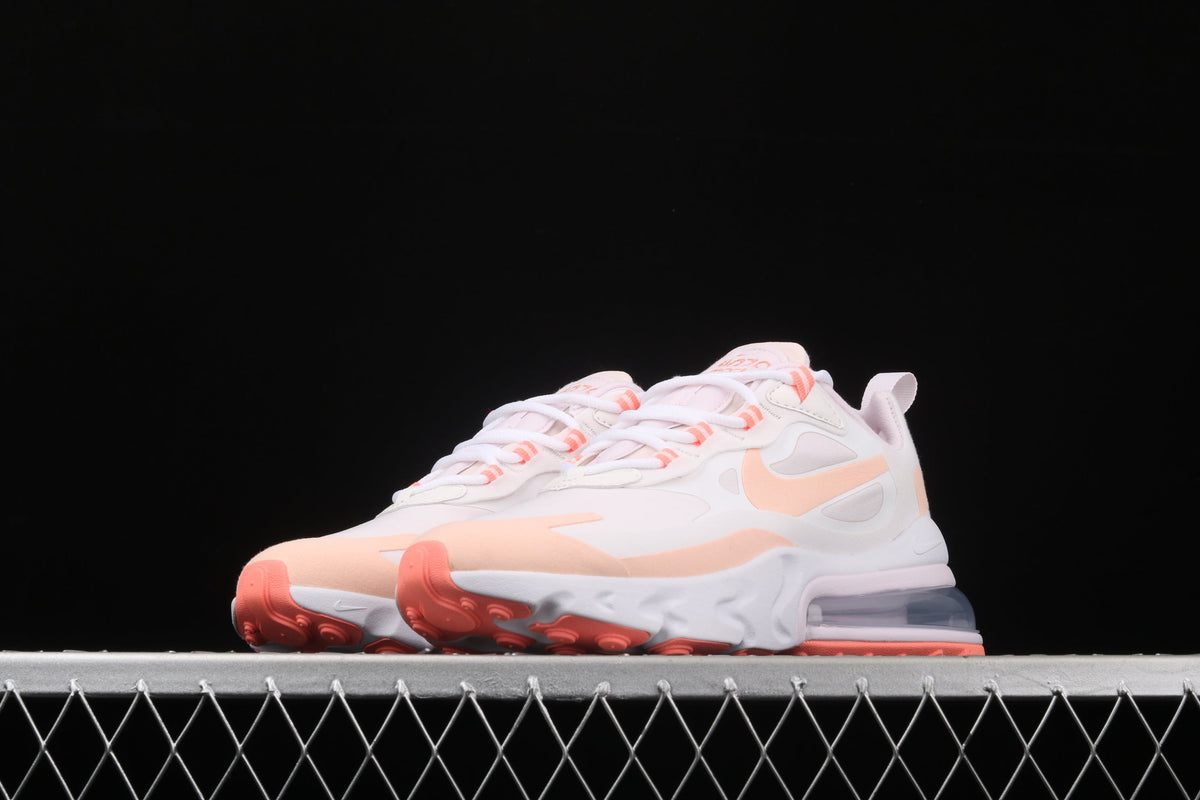 Nike Air Max 270 React in the Summit White/Crimson Tint colorway CJ0619-103