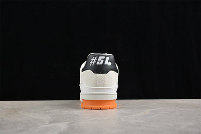 Louis Vuitton LV Trainer Sneaker Low, Black/White/Orange Italian Handmade Luxury)