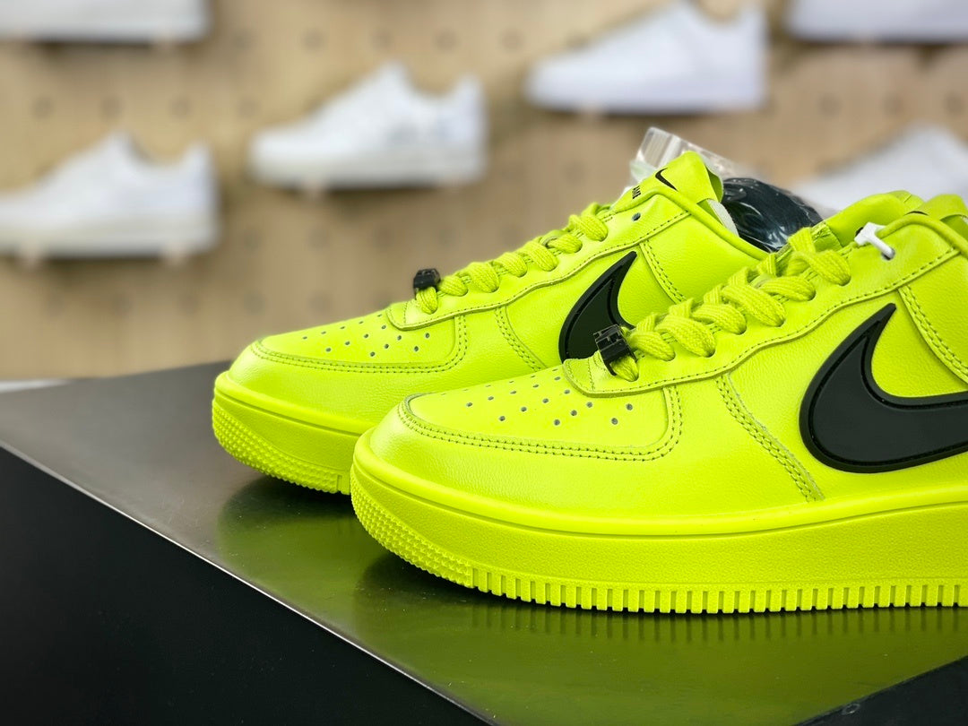 Neon yellow and black low-top sneakers with extended side detail, view 8