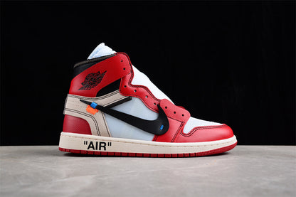 Air Jordan OW AJ1 Joe 1 Joint White and Red High-Top Basketball Shoes