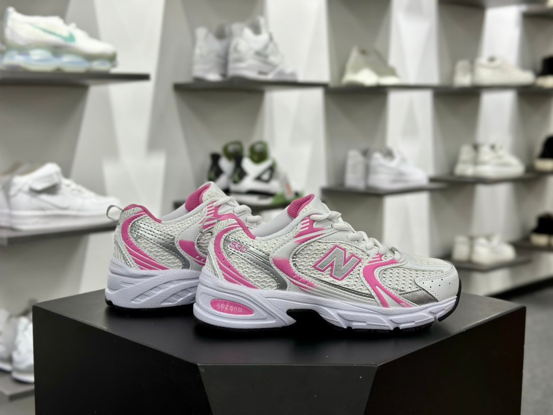New Balance 530 | White / Pink / Silver | supplied product photograph