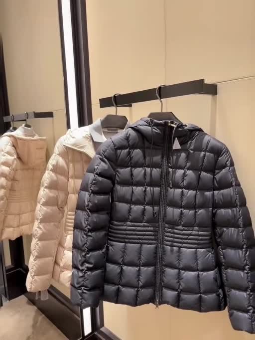 Fitted Hooded Quilted Jacket photographed in supplied video